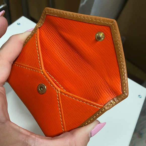 Dooney & Bourke Card Holder Wallet Cute Orange Business Card Credit Card ID - Picture 7 of 7